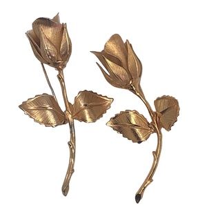 Set of 2 Vintage Rose Gold Tone Brooch Pins